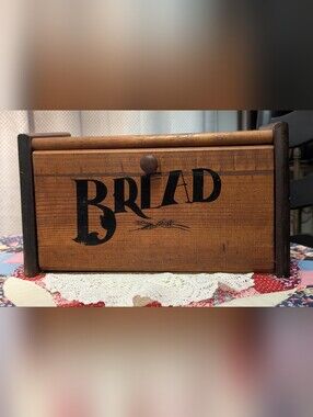 Vintage Wood Bread Box Farm House Cottagecore Grannycore Rustic Kitchen